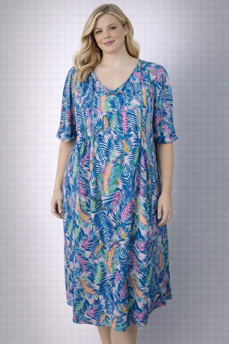 Woman Within Floral Maxi Dress Blue Green White Women's Cruise Beach Pool 16 16w